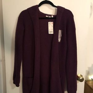 Purple Hooded Cardigan